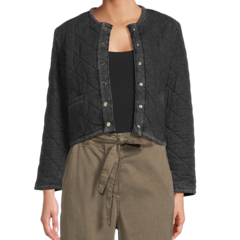 ba&sh Grey Denim Quilted Jacket